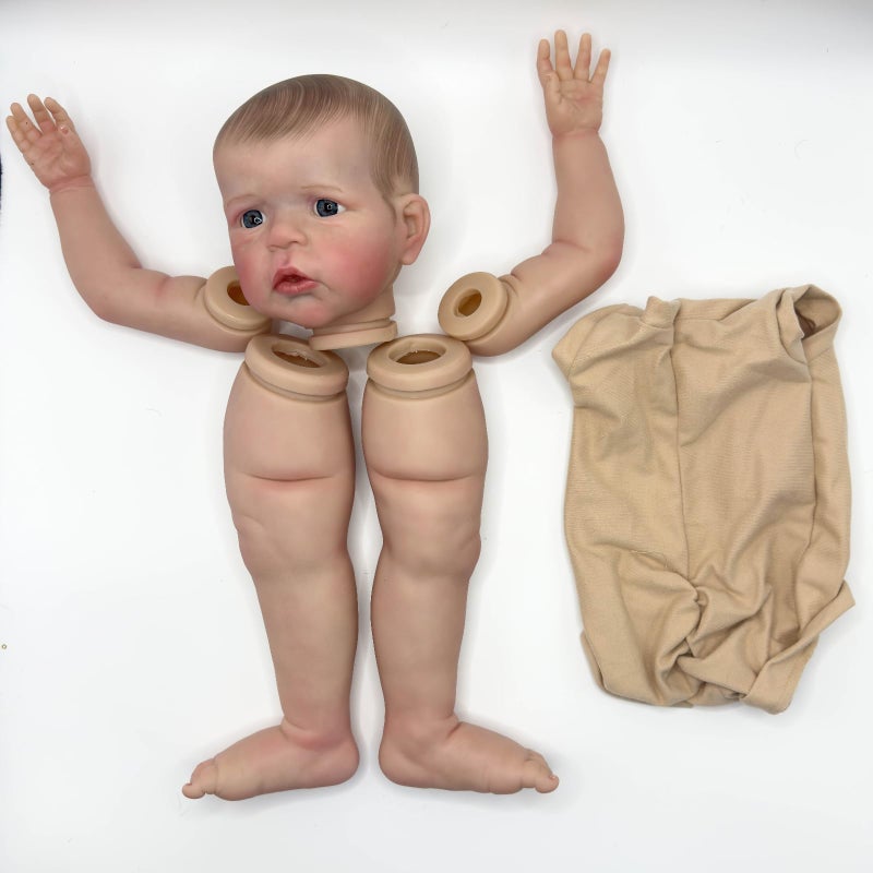 TERABITHIA 24Inches Hand Draw Hair Already Painted Kits Realistic Reborn Baby Doll Parts with Detailed Painting Veins Lifelike Newborn Awake Doll Kits Cloth Body and Eyes Included - Image 4